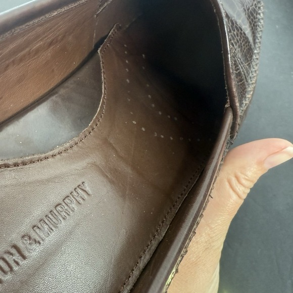 Johnston & Murphy Brown Croc Loafers Men's 10.5 M Leather Casual Shoes Slip On - Picture 7 of 16